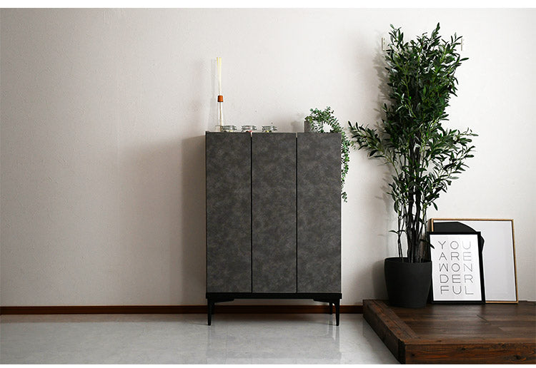 シューズボックス 幅75cm 玄関収納 シューズ収納 石目調 高級感 サイドテーブル リビング 完成品 日本製 キッチン収納 バー bar barカウンター(代引不可)