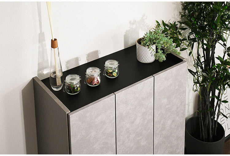 シューズボックス 幅75cm 玄関収納 シューズ収納 石目調 高級感 サイドテーブル リビング 完成品 日本製 キッチン収納 バー bar barカウンター(代引不可)