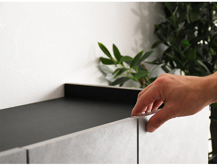 シューズボックス 幅75cm 玄関収納 シューズ収納 石目調 高級感 サイドテーブル リビング 完成品 日本製 キッチン収納 バー bar barカウンター(代引不可)