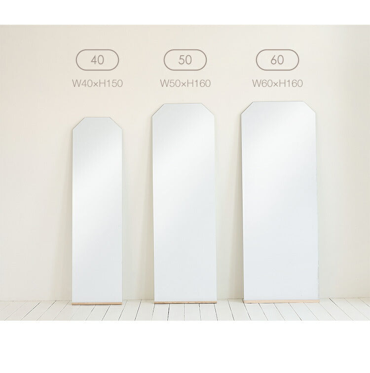 roomhome×リコメン堂 ミラーポントワイド  全身鏡   高さ150cm×40cm 姿見 鏡 天然オーク材 ６角 スタンドミラー アンティークミラー 全身ミラー 飛散防止 六角形 フレームレス ルームアンドホーム(代引不可)