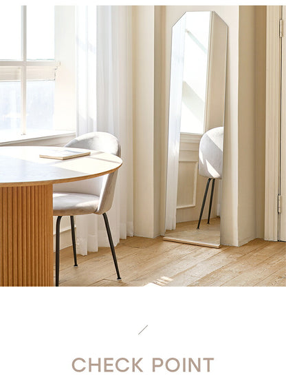 roomhome×リコメン堂 ミラー 全身鏡 天然オーク材使用 高さ160cm×50cm 姿見 鏡 スタンドミラー アンティークミラー 全身ミラー 飛散防止 六角形 フレームレス ルームアンドホーム(代引不可)