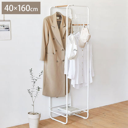Roomnhome ハンガーラック スリム メッシュ棚 メッシュ収納ハンガー 40×40×160cm ハンガーラック コートハンガー ハンガースタンド スタンドハンガー コート掛け 洋服かけ 洋服ハンガーラック(代引不可)