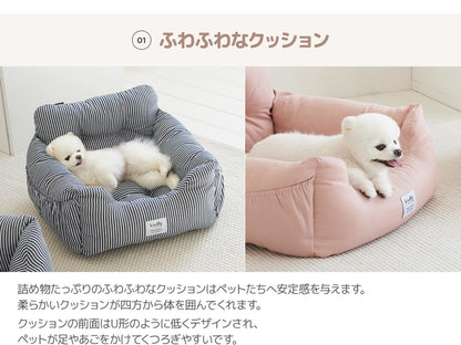Woolly Pet in style 犬に優しい ペット用 カーシート Mサイズ 50×45×30cm CREAM クリーム ドライブシート 固定ベルト付き ペットベッド 車用 ドライブシート ルームアンドホーム(代引不可)