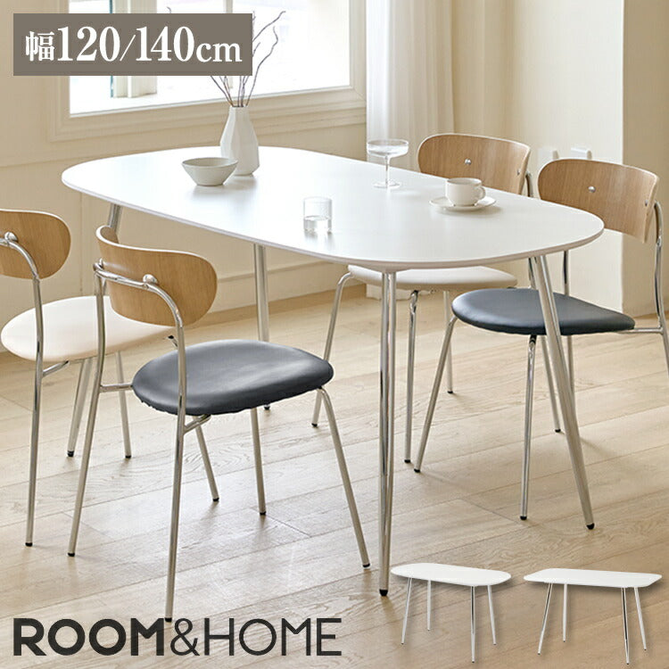 roomnhome ダイニングテーブル 幅120cm 140cm 丸型 ホワイト クイーンズ クロムテーブル 韓国インテリア センターテーブル テーブル リビングテーブル コーヒーテーブル