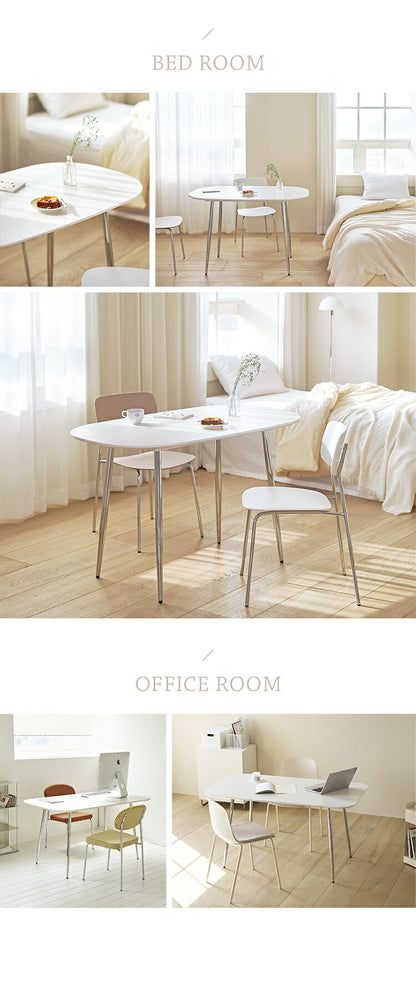 roomnhome ダイニングテーブル 幅120cm 140cm 丸型 ホワイト クイーンズ クロムテーブル 韓国インテリア センターテーブル テーブル リビングテーブル コーヒーテーブル