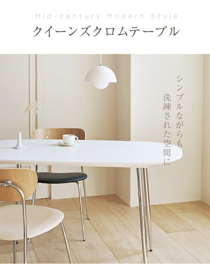 roomnhome ダイニングテーブル 幅120cm 140cm 丸型 ホワイト クイーンズ クロムテーブル 韓国インテリア センターテーブル テーブル リビングテーブル コーヒーテーブル