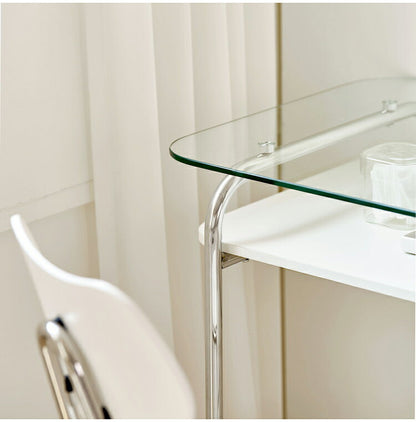 roomnhome ぺブル ガラスデスク 100cm 収納棚デスク デスク パソコンデスク 学習机 ガラス ガラス天板 ハイタイプ 収納 机つくえ 韓国インテリア ミッドセンチュリー(代引不可)