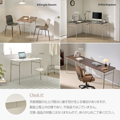 roomnhome ステンレス デスク バルト 幅100 奥行60 4人掛け スチール ミッドセンチュリー 製 100×60cm リビング ダイニング パソコンデスク つくえ 机 デスク テーブル