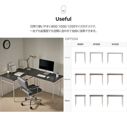 roomnhome ステンレス デスク バルト 幅100 奥行60 4人掛け スチール ミッドセンチュリー 製 100×60cm リビング ダイニング パソコンデスク つくえ 机 デスク テーブル