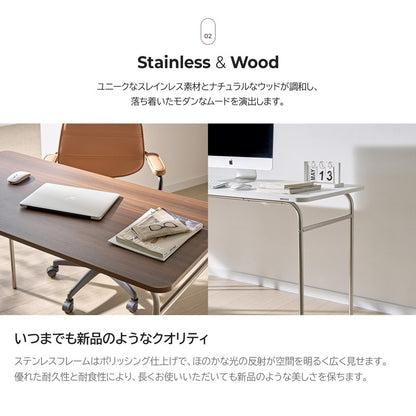 roomnhome ステンレス デスク バルト 幅80 幅100 幅120 80×60cm 100×60cm 120×60cm 4人掛け スチール ミッドセンチュリー リビング ダイニング パソコンデスク つくえ 机 デスク テーブル 丈夫