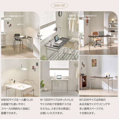 roomnhome ステンレス デスク バルト 幅80 幅100 幅120 80×60cm 100×60cm 120×60cm 4人掛け スチール ミッドセンチュリー リビング ダイニング パソコンデスク つくえ 机 デスク テーブル 丈夫