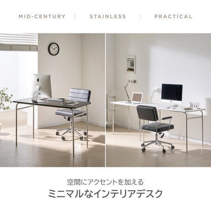 roomnhome ステンレス デスク バルト 幅80 奥行60 幅140 4人掛け スチール ミッドセンチュリー 80×60cm リビング ダイニング パソコンデスク つくえ 机 デスク テーブル 丈夫