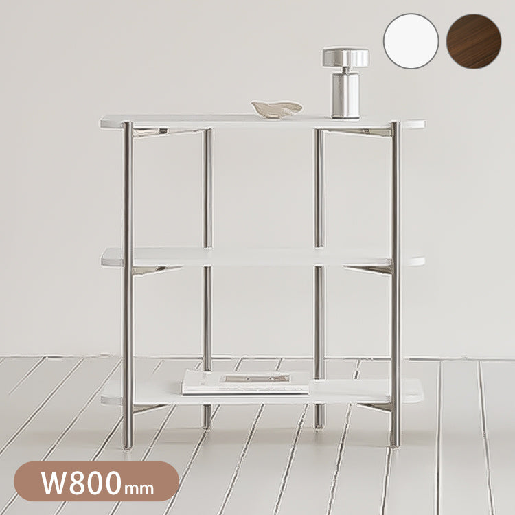 roomnhome ステンレス オープンラック ステンレス バルトステンシェルフ 収納 幅80cm 3段 棚 見せる収納 ラック 省スペース デザインラック シンプル モダン ディスプレイラック 韓国インテリア