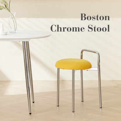 roomnhome ボストン クロム スツール 幅56cm mix素材 おしゃれ クッション クロムフレーム 取っ手付き 防水 生活防水 コーデュロイ イス 椅子 チェア