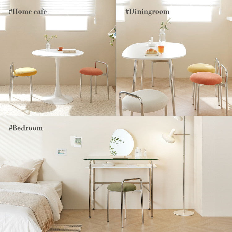 roomnhome ボストン クロム スツール 幅56cm mix素材 おしゃれ クッション クロムフレーム 取っ手付き 防水 生活防水 コーデュロイ イス 椅子 チェア