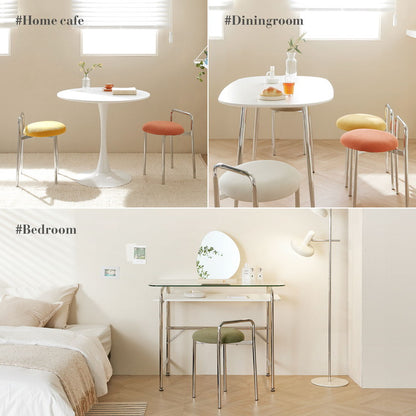 roomnhome ボストン クロム スツール 幅56cm mix素材 おしゃれ クッション クロムフレーム 取っ手付き 防水 生活防水 コーデュロイ イス 椅子 チェア