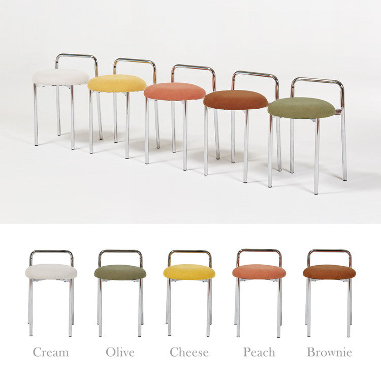 roomnhome ボストン クロム スツール 幅56cm mix素材 おしゃれ クッション クロムフレーム 取っ手付き 防水 生活防水 コーデュロイ イス 椅子 チェア