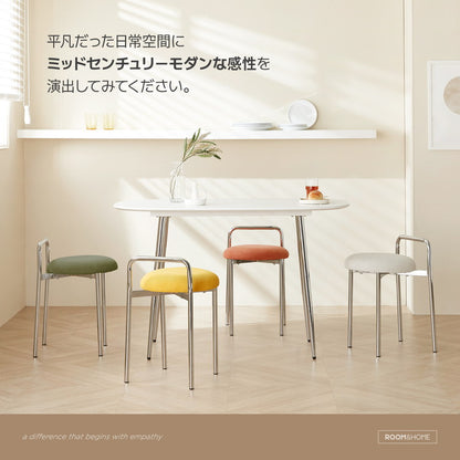 roomnhome ボストン クロム スツール 幅56cm mix素材 おしゃれ クッション クロムフレーム 取っ手付き 防水 生活防水 コーデュロイ イス 椅子 チェア