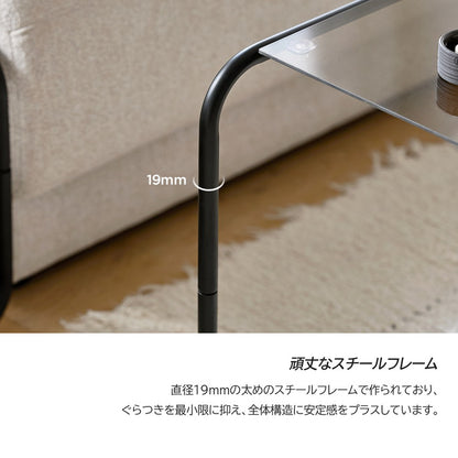 roomnhome ガラス サイドテーブル 幅80 テーブル セット スチール ミッドセンチュリー ダイニングテーブル センターテーブル 机 デスク ソファテーブル リビングテーブル おしゃれ 棚付き