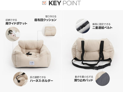 Woolly Pet in style 犬に優しい ペット用 カーシート Lサイズ 60×50×36cm ドライブシート 固定ベルト付き ペットベッド 車用 ドライブシート ルームアンドホーム(代引不可)