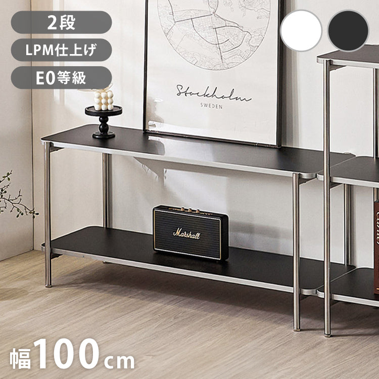 roomnhome イージー ディスプレイラック オープンシェルフ 幅100 ステンレス ラック オープンラック 2段 スマート ローボード サイドボード サイドデスク ディスプレイ 棚 韓国インテリア【送料無料】