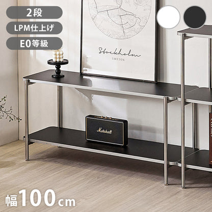 roomnhome イージー ディスプレイラック オープンシェルフ 幅100 ステンレス ラック オープンラック 2段 スマート ローボード サイドボード サイドデスク ディスプレイ 棚 韓国インテリア【送料無料】