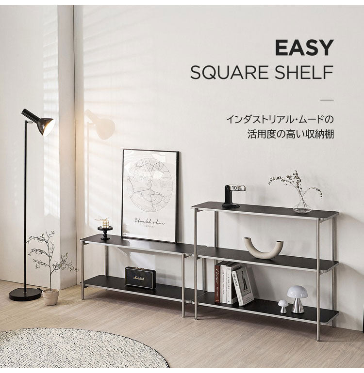 roomnhome イージー ディスプレイラック オープンシェルフ 幅100 ステンレス ラック オープンラック 2段 スマート ローボード サイドボード サイドデスク ディスプレイ 棚 韓国インテリア【送料無料】