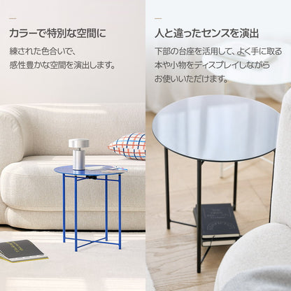 rooomnhome ガラス サイドテーブル 幅40cm 丸形 アンドラウンドガラステーブル ダイニング ガラステーブル 韓国インテリア コンパクト 小さめ ミニテーブル ナイトテーブル ソファーテーブル