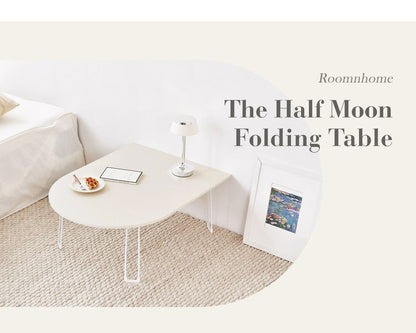 Roomnhome ローテーブル 半円 丸 楕円 おしゃれ 北欧 白 幅79cm 木製 天然木 丸テーブル ダイニング テーブル 2人 食卓 テーブル 半円テーブル(代引不可)