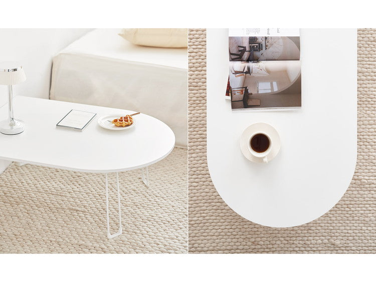 Roomnhome ローテーブル 半円 丸 楕円 おしゃれ 北欧 白 幅79cm 木製 天然木 丸テーブル ダイニング テーブル 2人 食卓 テーブル 半円テーブル(代引不可)