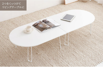 Roomnhome ローテーブル 半円 丸 楕円 おしゃれ 北欧 白 幅79cm 木製 天然木 丸テーブル ダイニング テーブル 2人 食卓 テーブル 半円テーブル(代引不可)