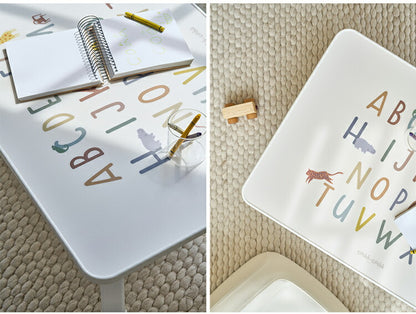 Roomnhome 色々な動物キャラクターデザイン 子供用 折り畳み テーブル 幅70cm 4段階 高さ調整 70×60×29cm アルファベット 韓国産 E1級 エコ合板使用 キッズテーブル 勉強机 ルームアンドホーム(代引不可)