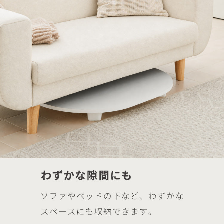 roomnhome×リコメン堂 【高さ6段階調節】 ラウンド 折りたたみテーブル E0等級 LPM ローテーブル センターテーブル サイドテーブル 完成品 組立不要 子供 安全 角丸 ノートPC 韓国インテリア