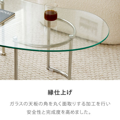 【roomnhome×リコメン堂】ガラステーブル 幅100cm 幅120cm センターテーブル ビーンズ型 楕円型 韓国インテリア ローテーブル リビングテーブル ミッドセンチュリー カフェテーブル (代引不可)