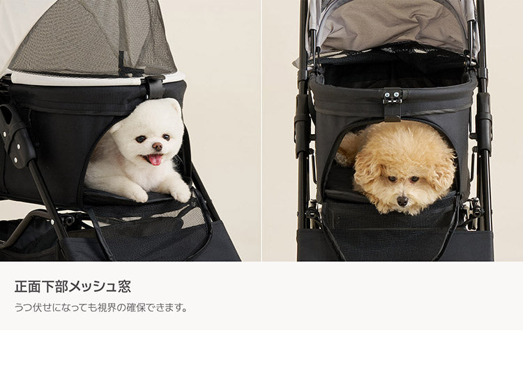 roomnhome EASY ペットカート フォールディング プチ 折りたたみ ペットキャリー 多頭 犬カート 小型犬 中型犬 ペット用 カート おでかけ 散歩 犬 いぬ イヌ ドッグ 猫 ねこ ネコ キャット(代引不可)