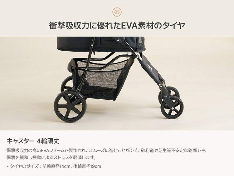 roomnhome EASY ペットカート フォールディング プチ 折りたたみ ペットキャリー 多頭 犬カート 小型犬 中型犬 ペット用 カート おでかけ 散歩 犬 いぬ イヌ ドッグ 猫 ねこ ネコ キャット(代引不可)