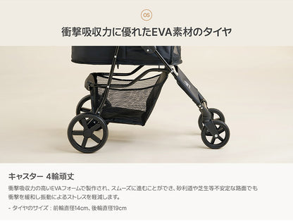 roomnhome EASY ペットカート フォールディング プチ 折りたたみ ペットキャリー 多頭 犬カート 小型犬 中型犬 ペット用 カート おでかけ 散歩 犬 いぬ イヌ ドッグ 猫 ねこ ネコ キャット(代引不可)