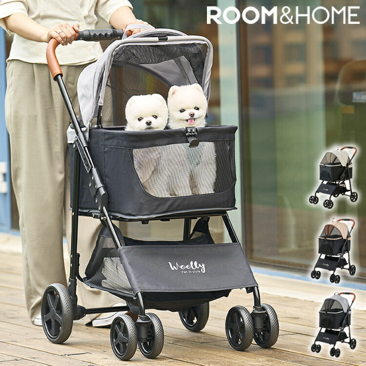 roomnhome EASY ペットカート フォールディング ワイド ペットキャリー 折りたたみ 多頭 犬カート 小型犬 中型犬 ペット用 カート おでかけ 散歩 犬 いぬ イヌ 猫 ねこ (代引不可)