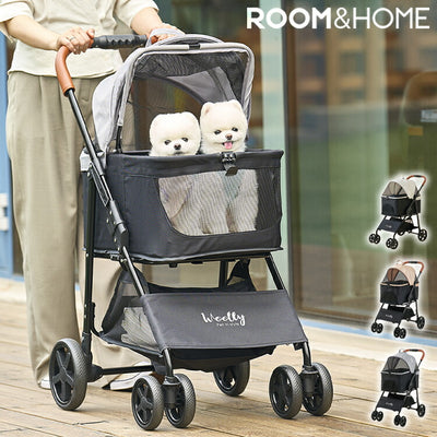 roomnhome EASY ペットカート フォールディング ワイド ペットキャリー 折りたたみ 多頭 犬カート 小型犬 中型犬 ペット用 カート おでかけ 散歩 犬 いぬ イヌ ドッグ 猫 ねこ ネコ キャット