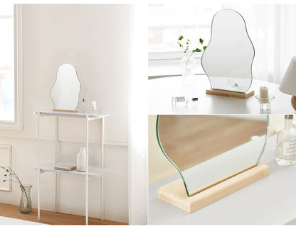 Roomnhome ウェーブデコミラー Mサイズ 鏡 ミラー 卓上ミラー 姿見 ウェーブミラー 変形ミラー ビーンズミラー メイクスペース ニュアンスミラー ドレッサー ノンフレームミラー ポンド(代引不可)