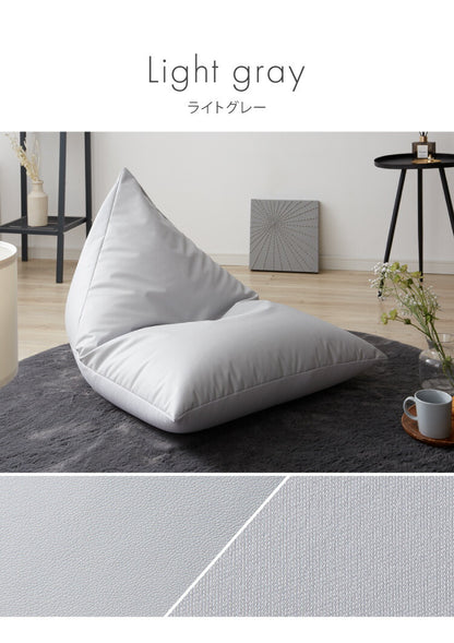 日本製 ビーズクッション Lサイズ 特大 大きめ 背もたれ 三角 フェイクレザー クッションカバー付き クッション 座椅子 補充 おしゃれ 北欧 高級感 一人暮らし 新生活 ビッグ クッションチェア(代引不可)