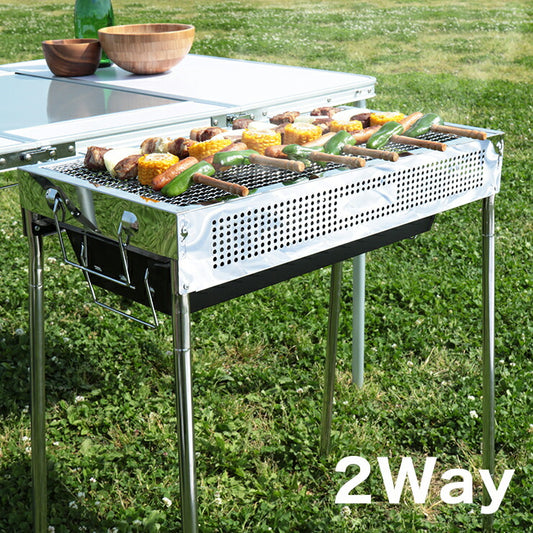 スライド付き 2Way BBQコンロ 66cm幅 BBQ コンロ バーベキューコンロ バーベキューグリル ステンレス製 ファミリー向け スライド式 引き出し