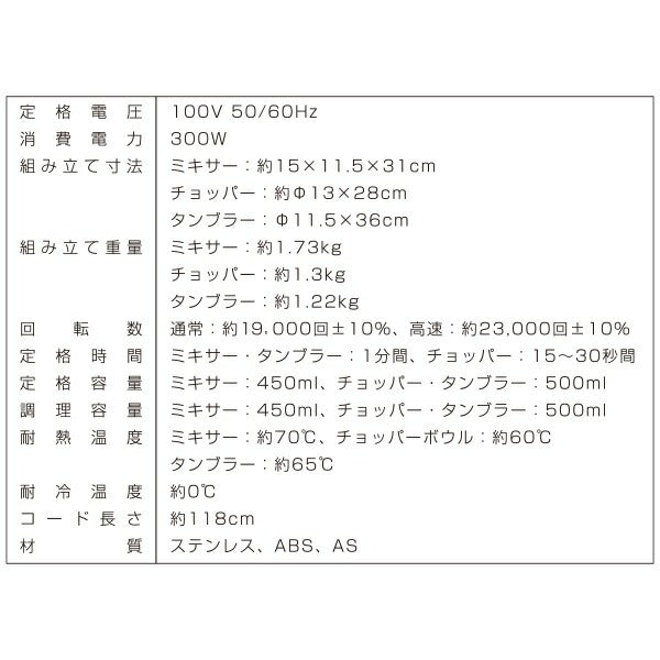 ステンレスマルチブレンダー ミキサー ブレンダー フードプロセッサー ハンドブレンダー ブレンダー スムージー