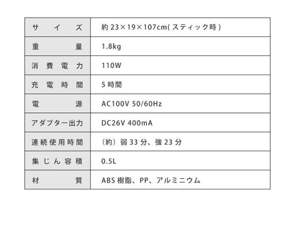 コードレスサイクロンクリーナー SC-1603-BL 掃除機 パワフル吸引 ハンディ 2Way 充電式 ノズル付き
