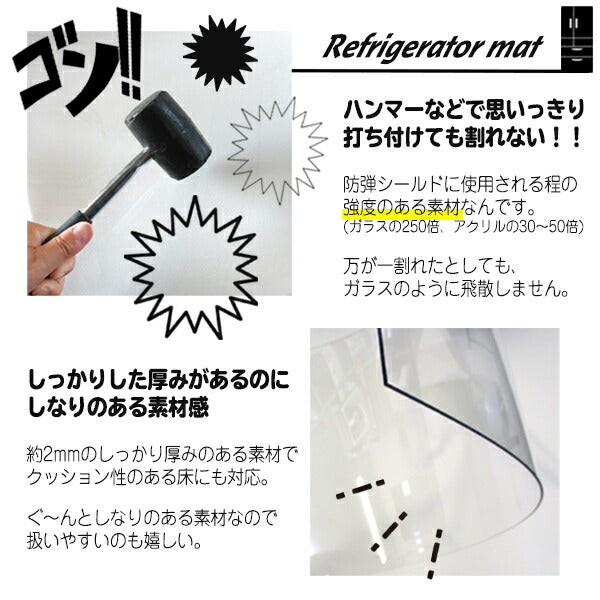 冷蔵庫 マット キズ防止 透明 Mサイズ 35×65cm×2枚SET 500Lクラス 凹み防止 へこみ防止 無色 透明 床 保護 防音