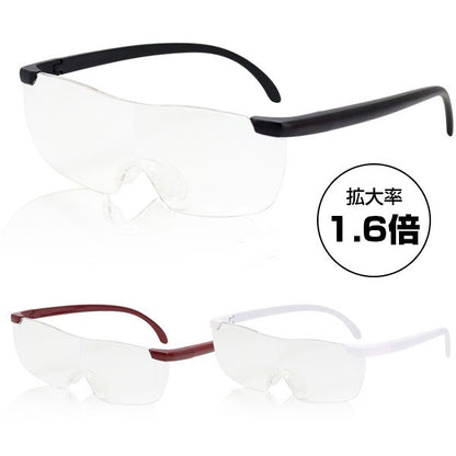 ルーペ メガネ 拡大ルーペ 拡大メガネ 拡大率約1.6倍 ブルーライトカット仕様 軽量設計 眼鏡 シンプル 男女兼用 老眼鏡 クリアレンズ