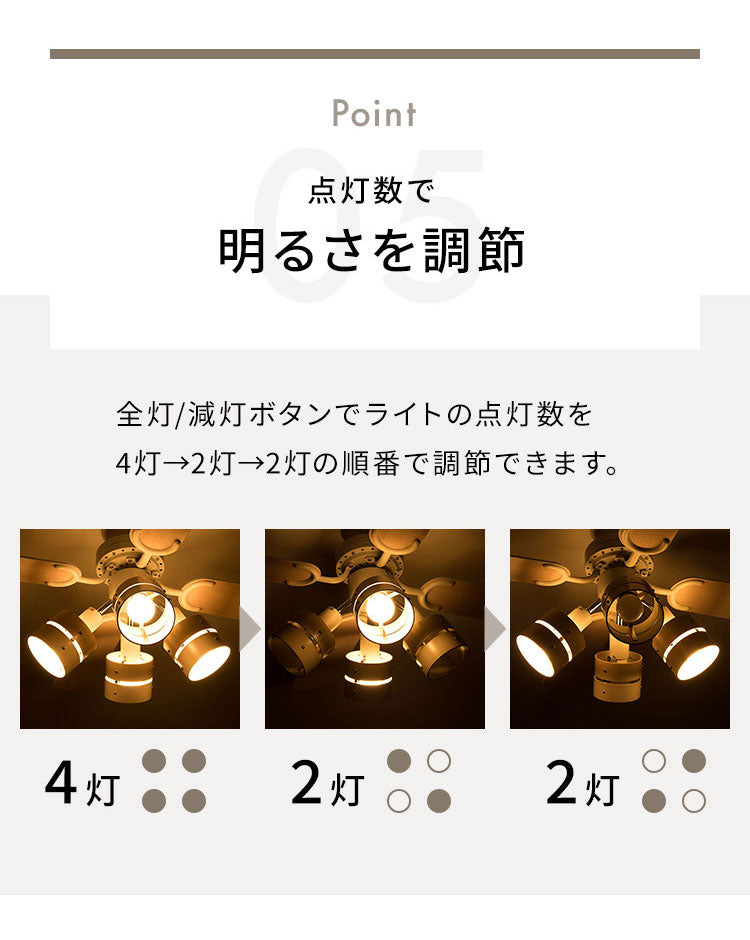 シーリングファン LED対応 照明4灯 リモコン操作 風量3段階 天井照明 8