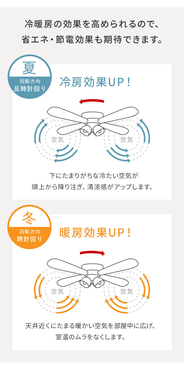 シーリングファンライト 42インチシーリングファン リモコン付き LED対応 照明4灯 風量3段階 天井照明 おしゃれ インテリア シーリングファン ファン ライト エコ 省エネ リバーシブル羽根 ブラウン ホワイト led