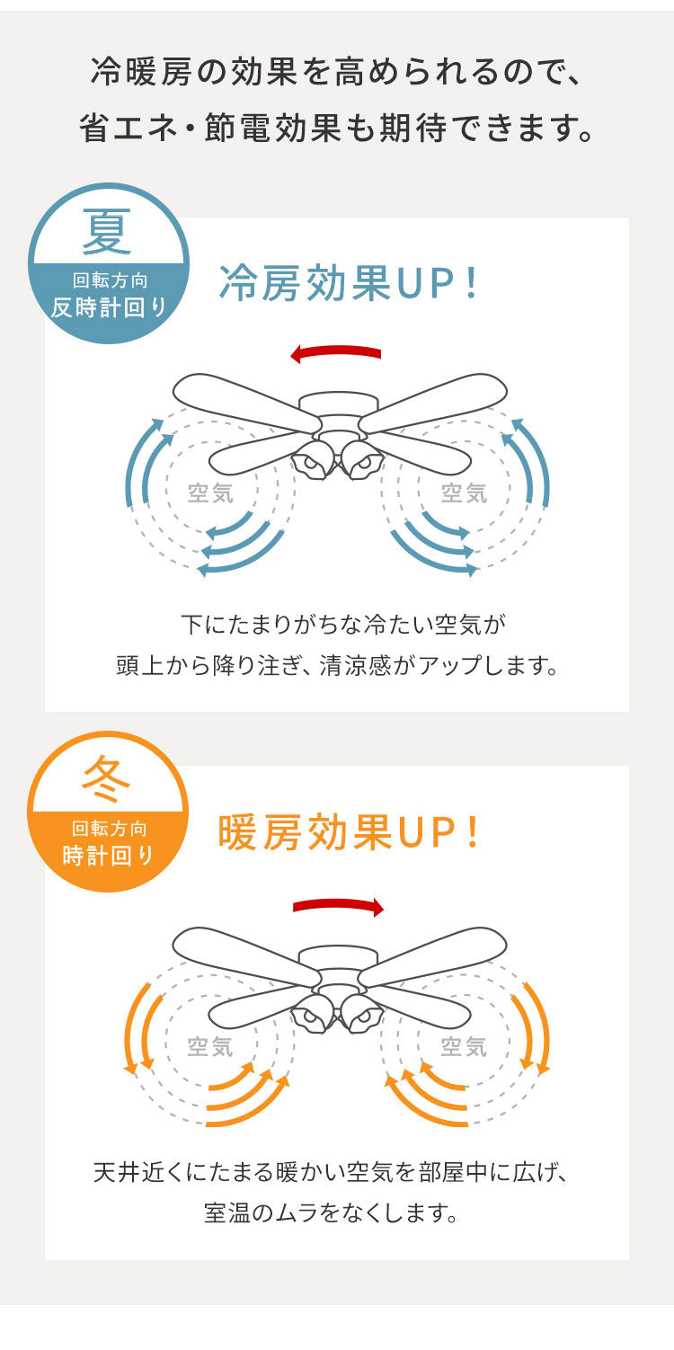 シーリングファンライト 42インチシーリングファン LED対応 照明4灯 風量3段階 天井照明 おしゃれ インテリア シーリングファン ファン ライト エコ 省エネ リバーシブル羽根 ブラウン ホワイト led