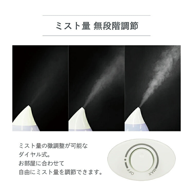 超音波加湿器 アロマ対応 超音波式 1.6L ミスト量無段階調節 上部給水 LEDライト付 静音 省エネ ホワイト ブラウン 木目 オフィス おしゃれ 卓上 据え置き 上から給水 上部給水式加湿器 上部給水型加湿器 アロマ加湿器